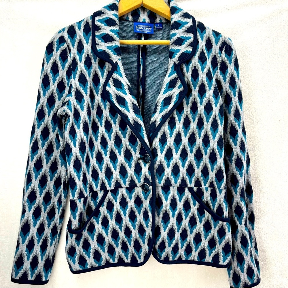 Pendleton Cotton Cardigan Blazer Jacket Gray & Na… - image 1